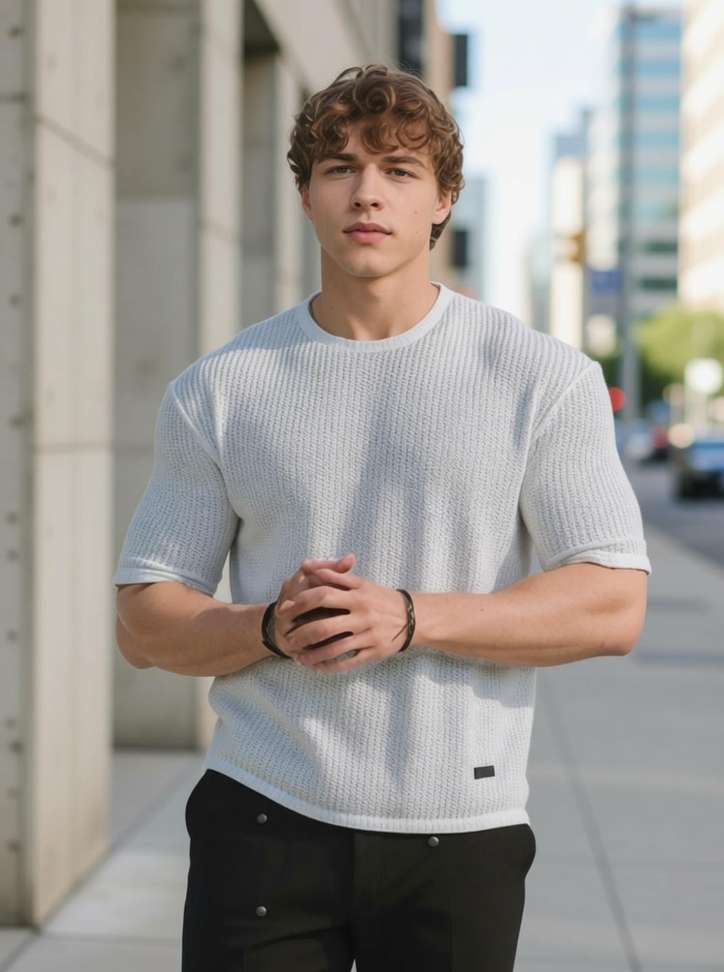 Krstitch Striped Men White T‑Shirt – 78% OFF, Only ₹169 at ExampleShop.com