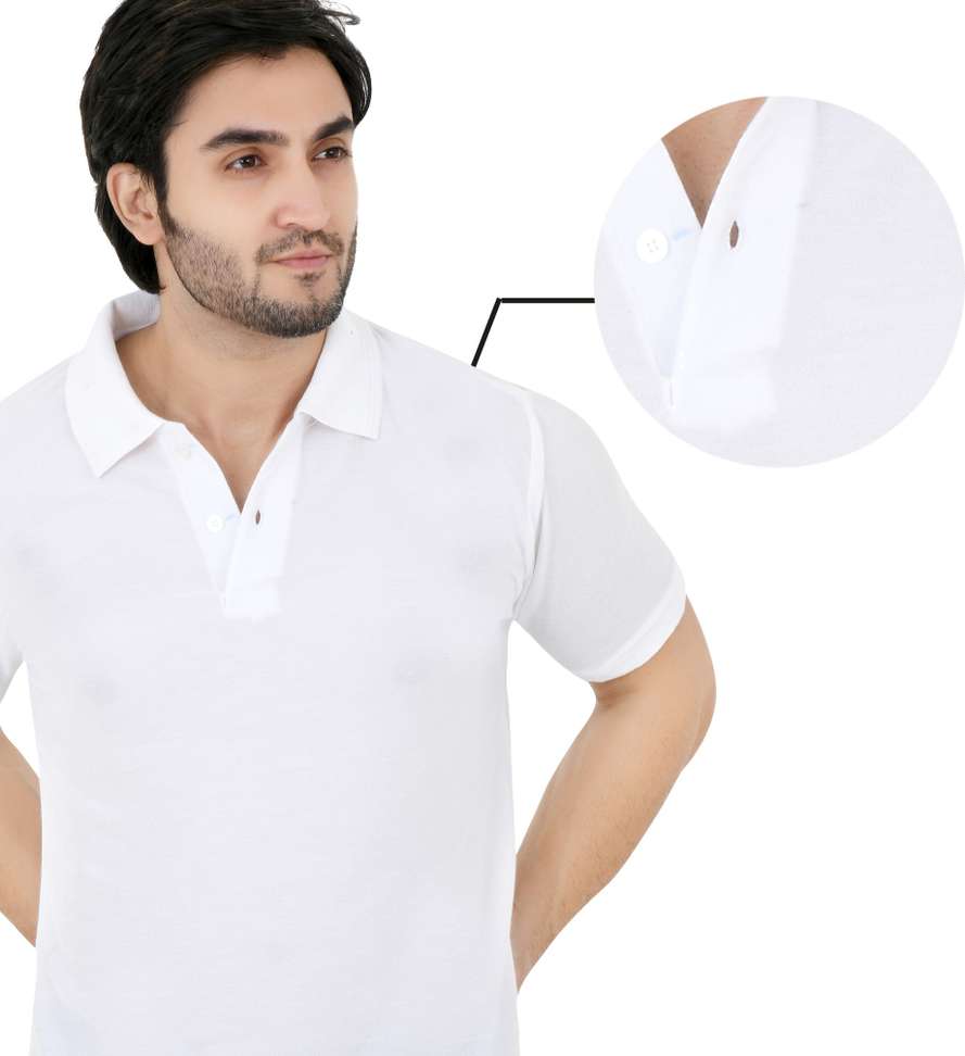 Keoti Printed Men White T‑Shirt – 60% OFF, Soft Poly‑Cotton Polo Tee at ₹197