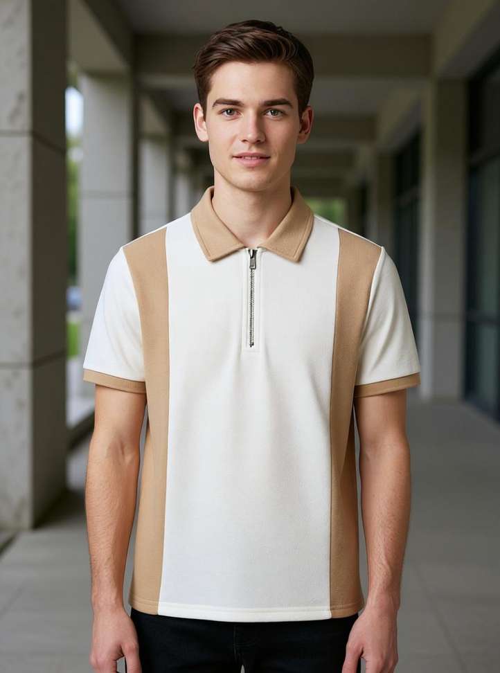 Try Color Block Men Brown T Shirt