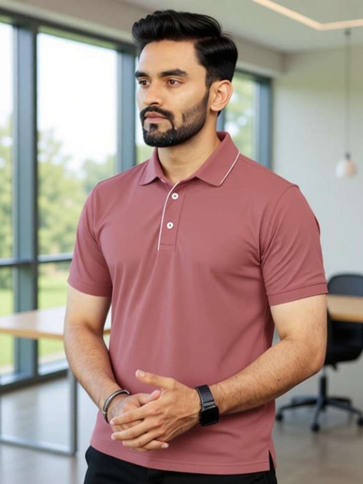 Kajar Solid Men Pink T Shirt