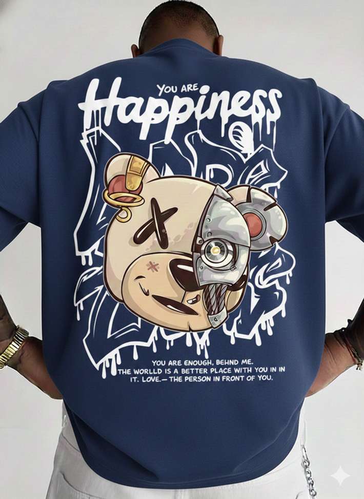 Fashiontrendy Dark Blue Printed Men’s T‑Shirt – 60% Off, Only ₹195