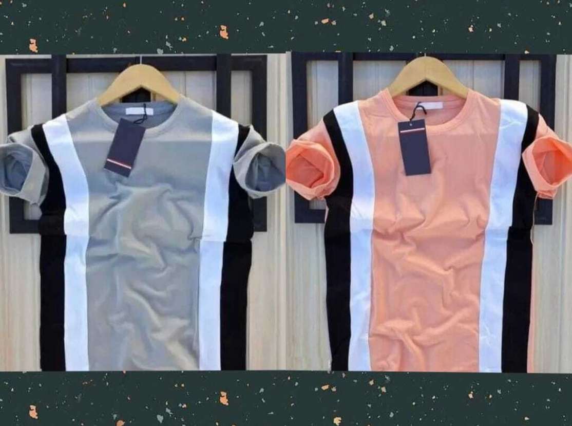 Dhruv Tarding Striped Men Pink Grey T Shirt