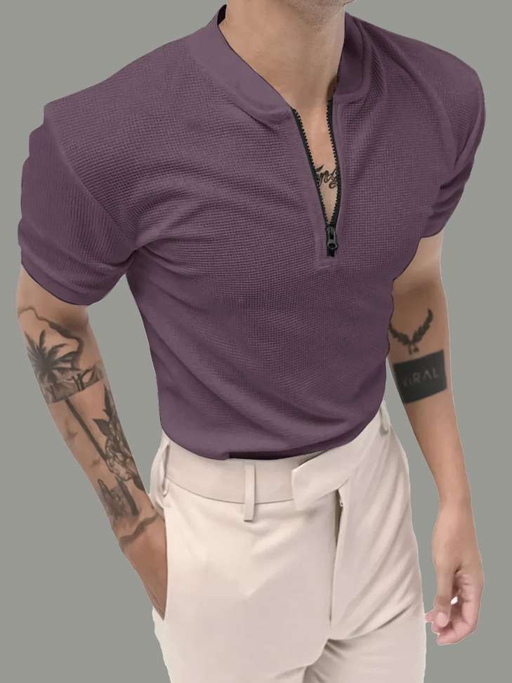 Eyebogler Self Design Men Purple T‑Shirt – 77% OFF, Only ₹292