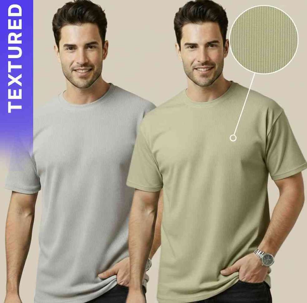 Fashion Globe Self Design Men Grey T Shirt