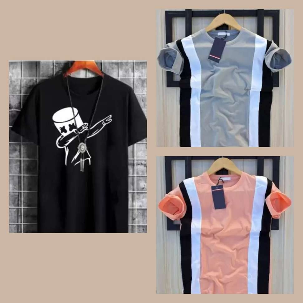 Asher Dean Printed Men Black Grey Pink T Shirt