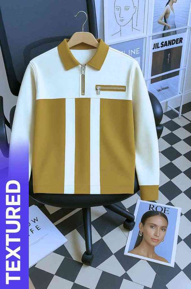 Try Color Block Men Brown White T Shirt