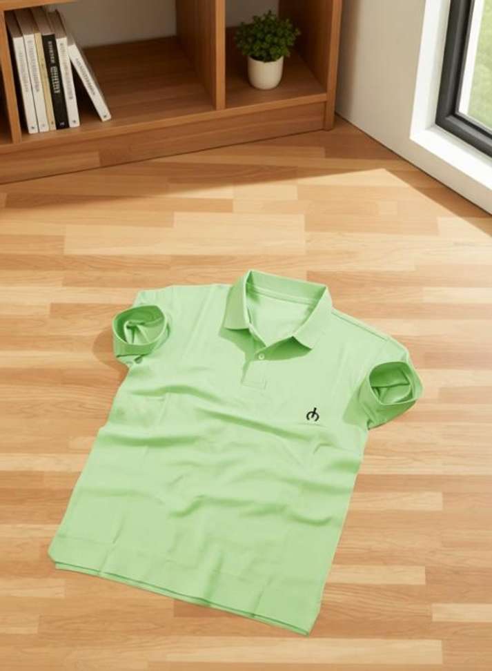 F Gallery Solid Men Light Green T Shirt