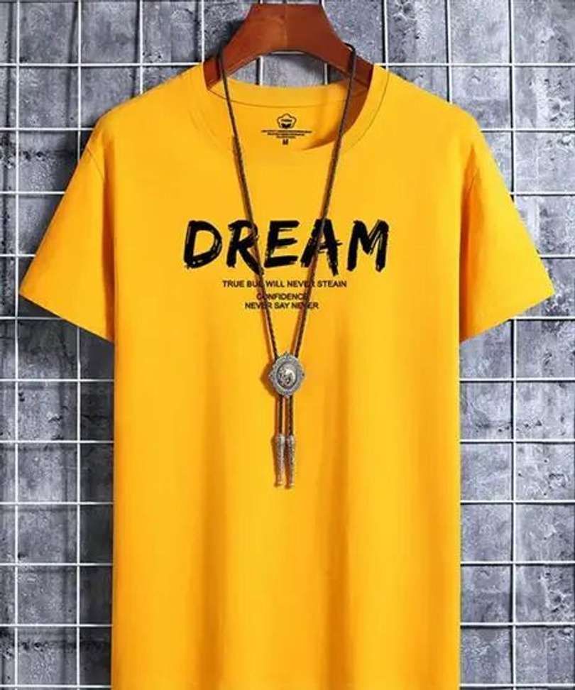 Stelino Printed Men Yellow T Shirt