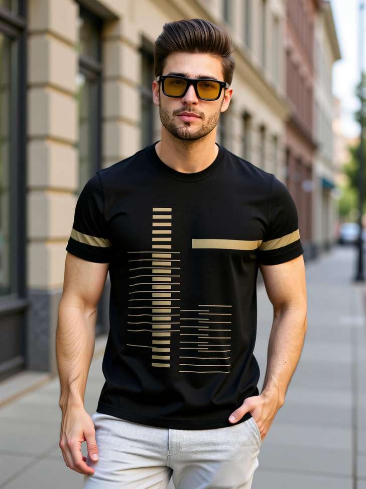 Tripr Printed Men Black T Shirt