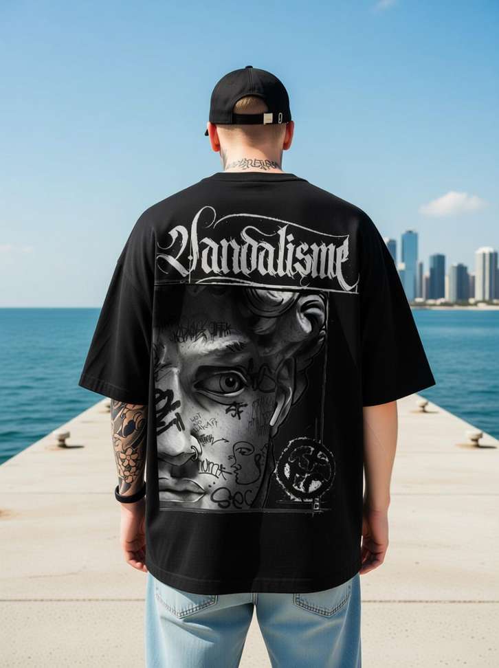 Lewel Printed Men Black T Shirt