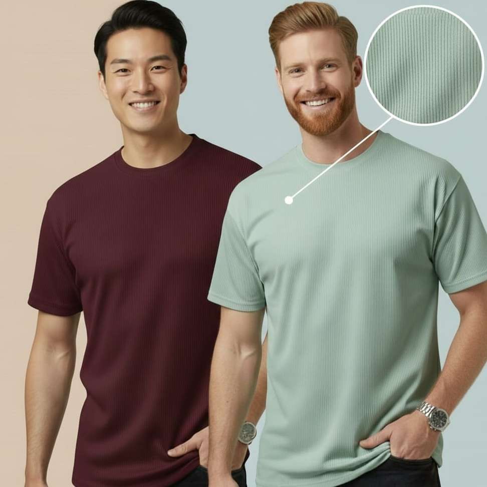 Fashion Globe Men’s Green & Maroon Self‑Design T‑Shirt – 87% OFF, Only ₹113