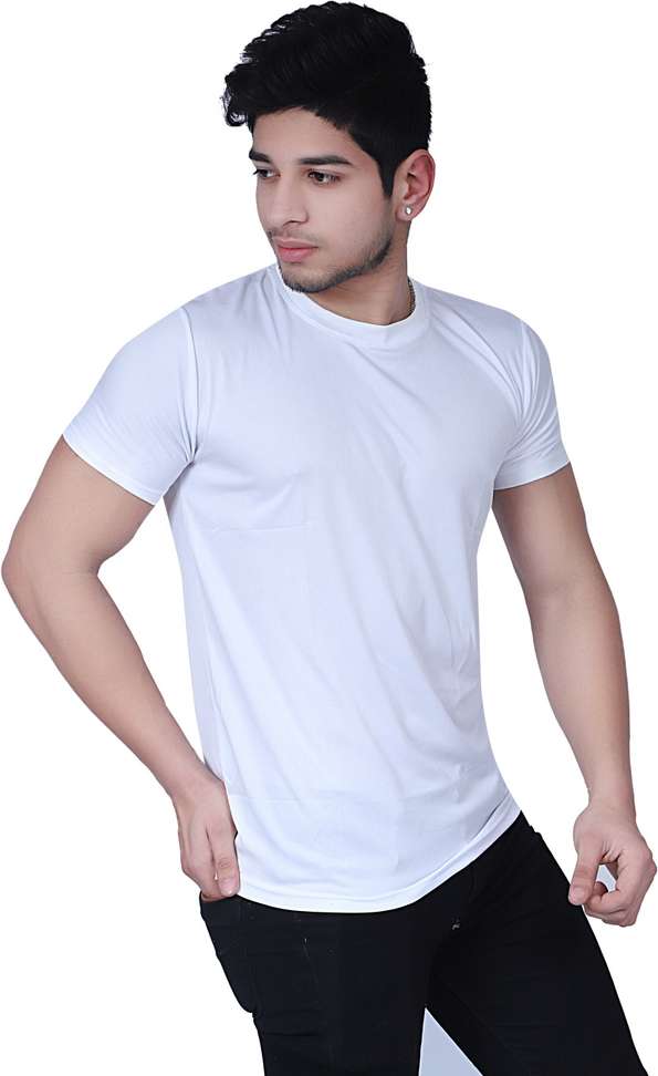 Tsk Solid Men White T Shirt