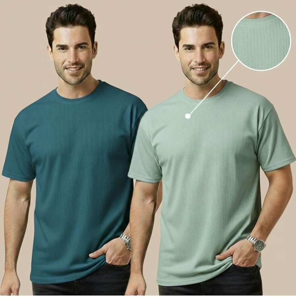 Fashion Globe Striped Men Green Dark Green T‑Shirt – 86% OFF, Pack of 2