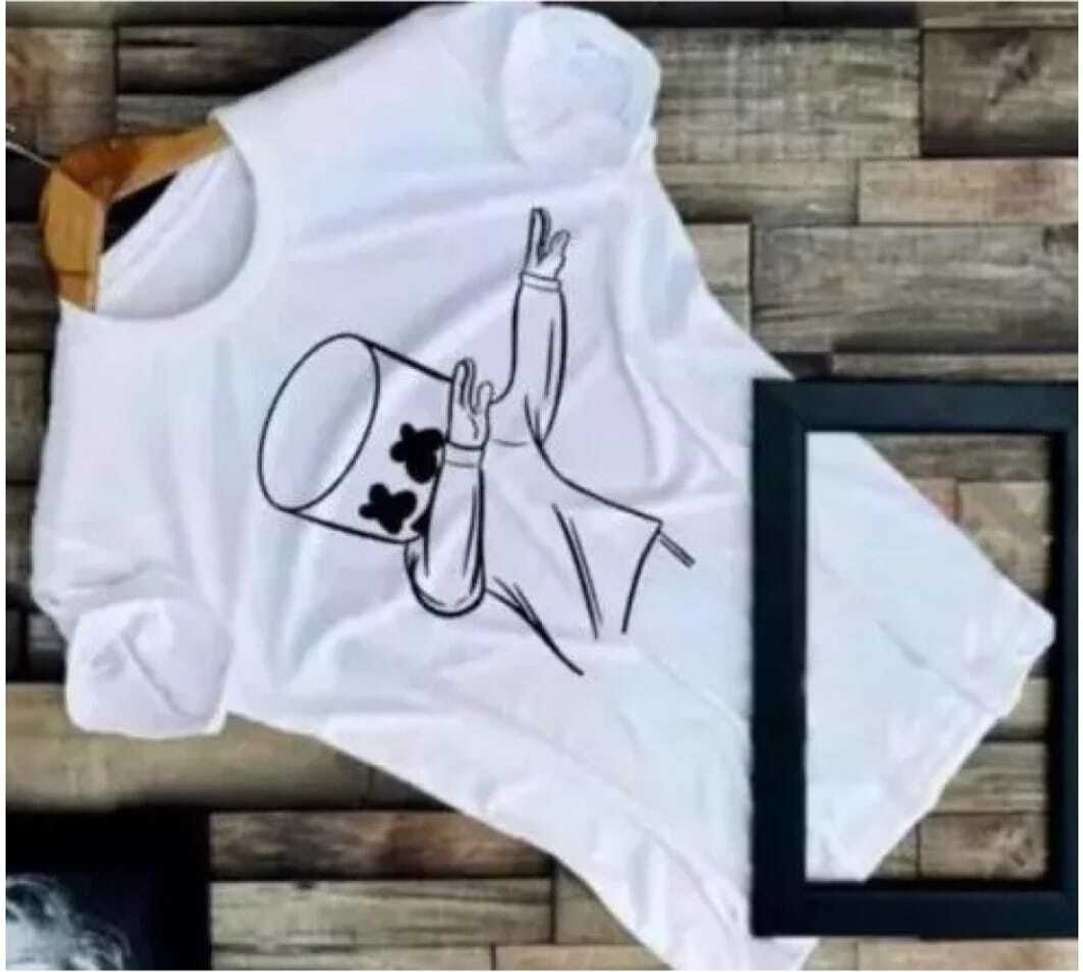 Crafted India Printed Men White T Shirt