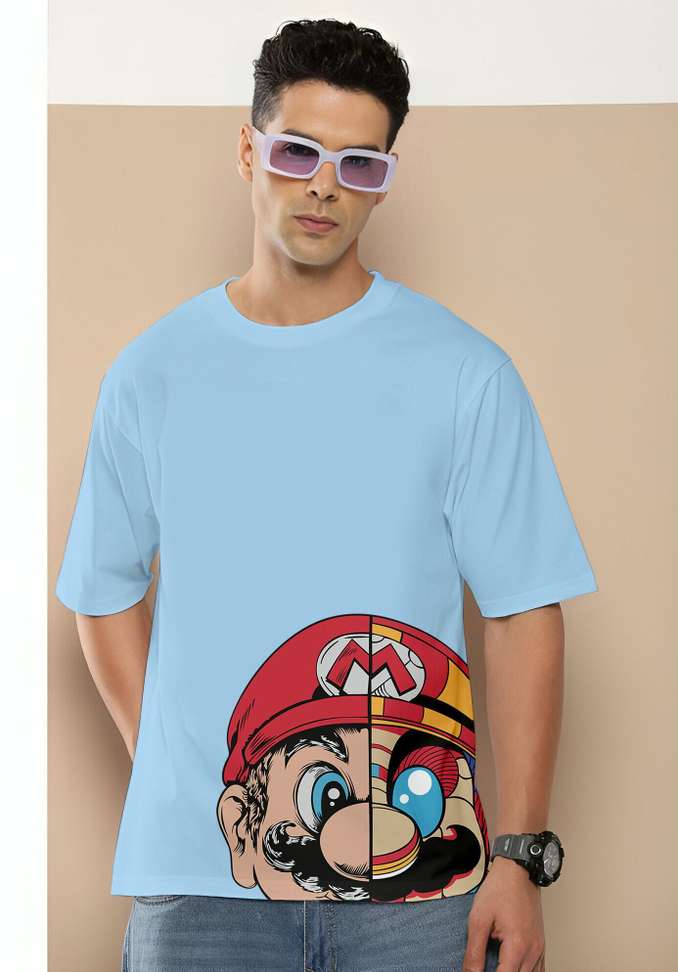 Deer Head Graphic Print Men’s Blue T‑Shirt – 70% Off, Lowest Price ₹293
