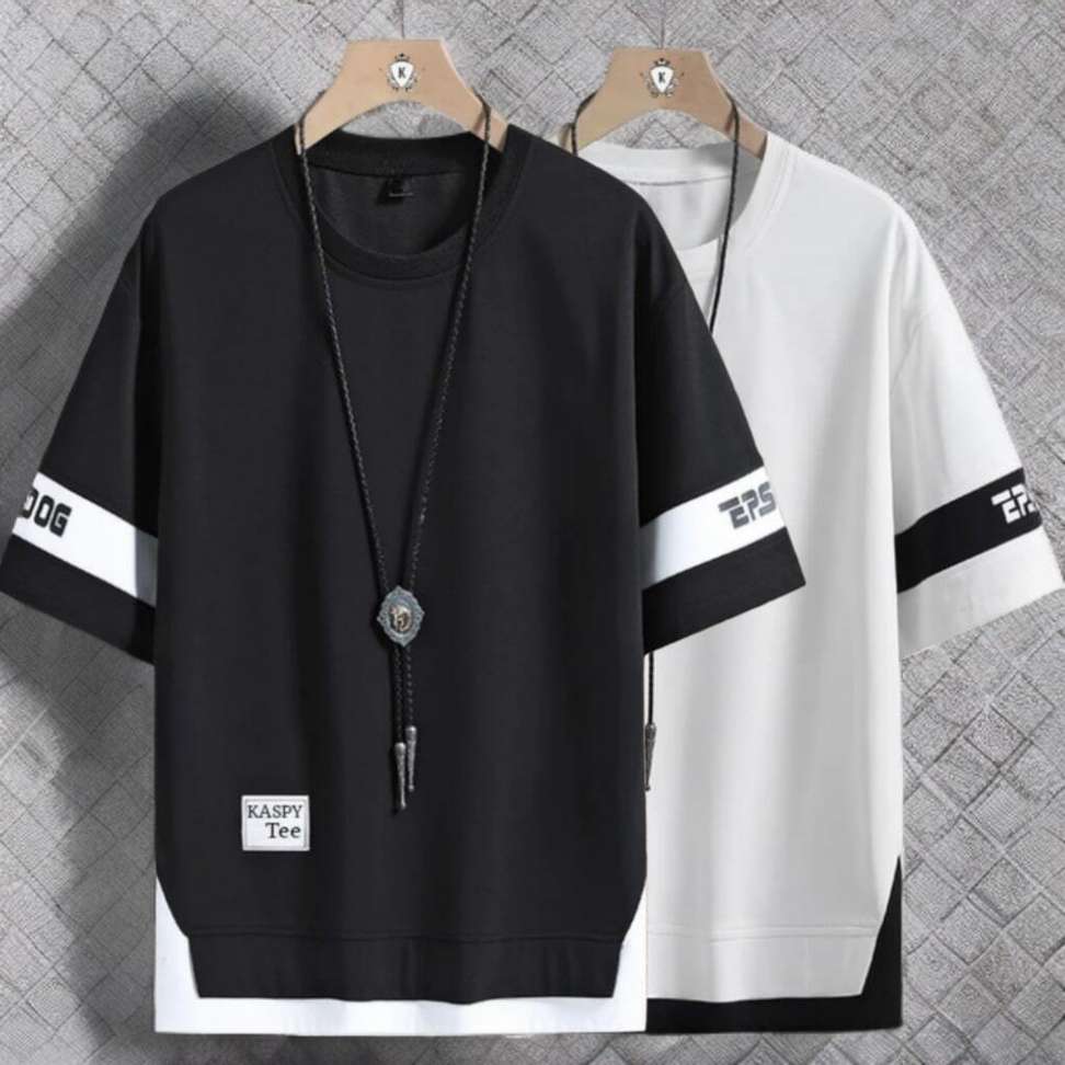 KASPY Printed Men Black, White T-Shirt