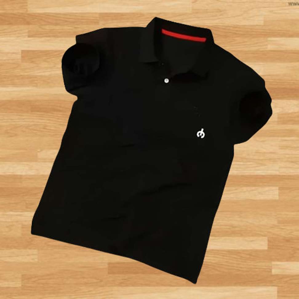 F Gallery Solid Men Black T Shirt