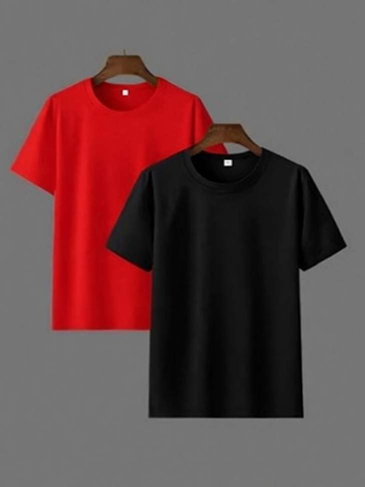 Kaspy Solid Men Red Black T Shirt