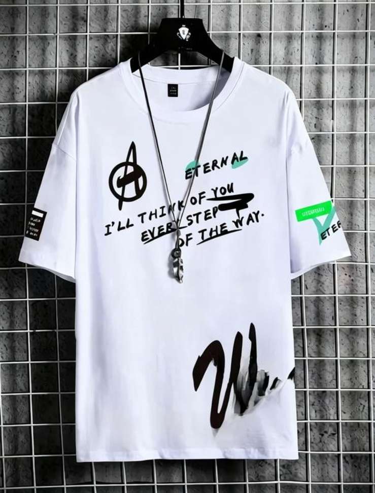 Zfit Printed Men White T Shirt