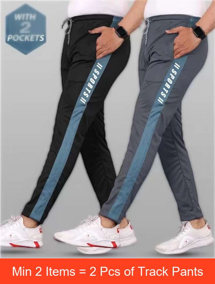 Riksaw Men Black, Grey Track Pants - Image 2