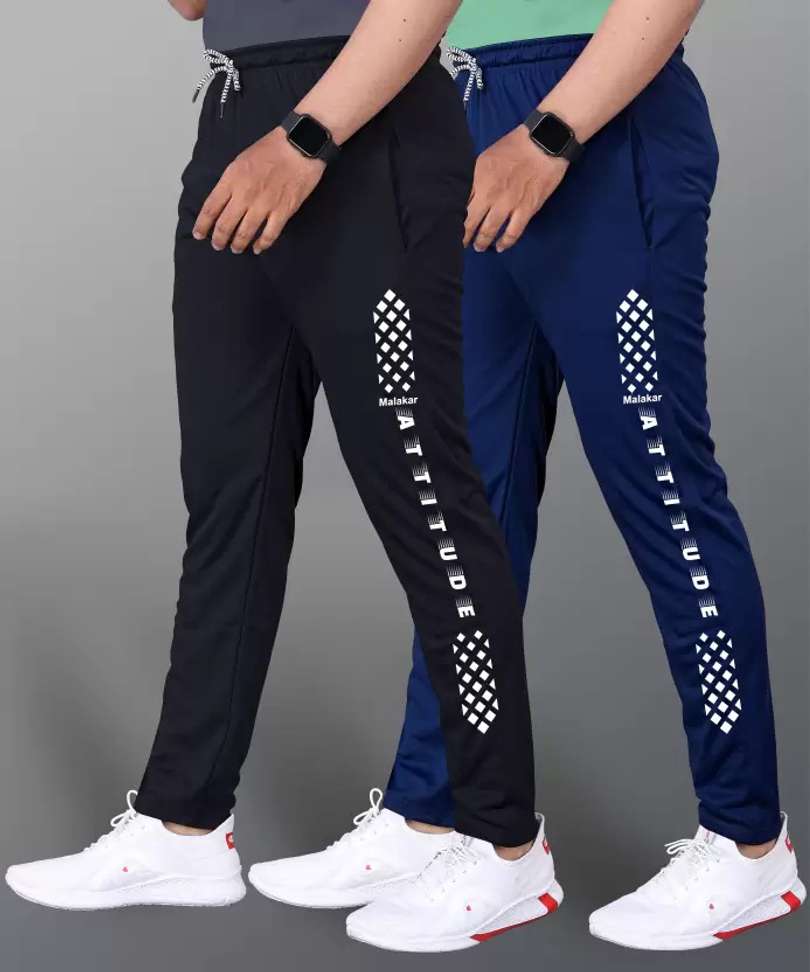 Eystone Solid Men Black Dark Blue Track Pants