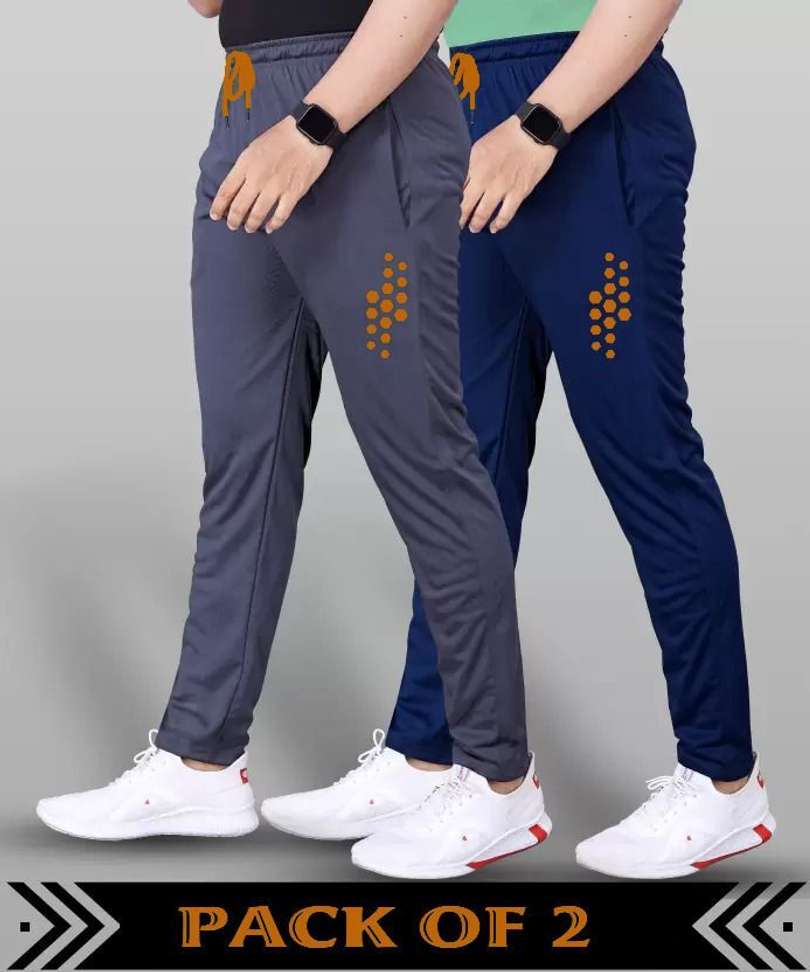 Eystone Printed Men Grey Dark Blue Track Pants