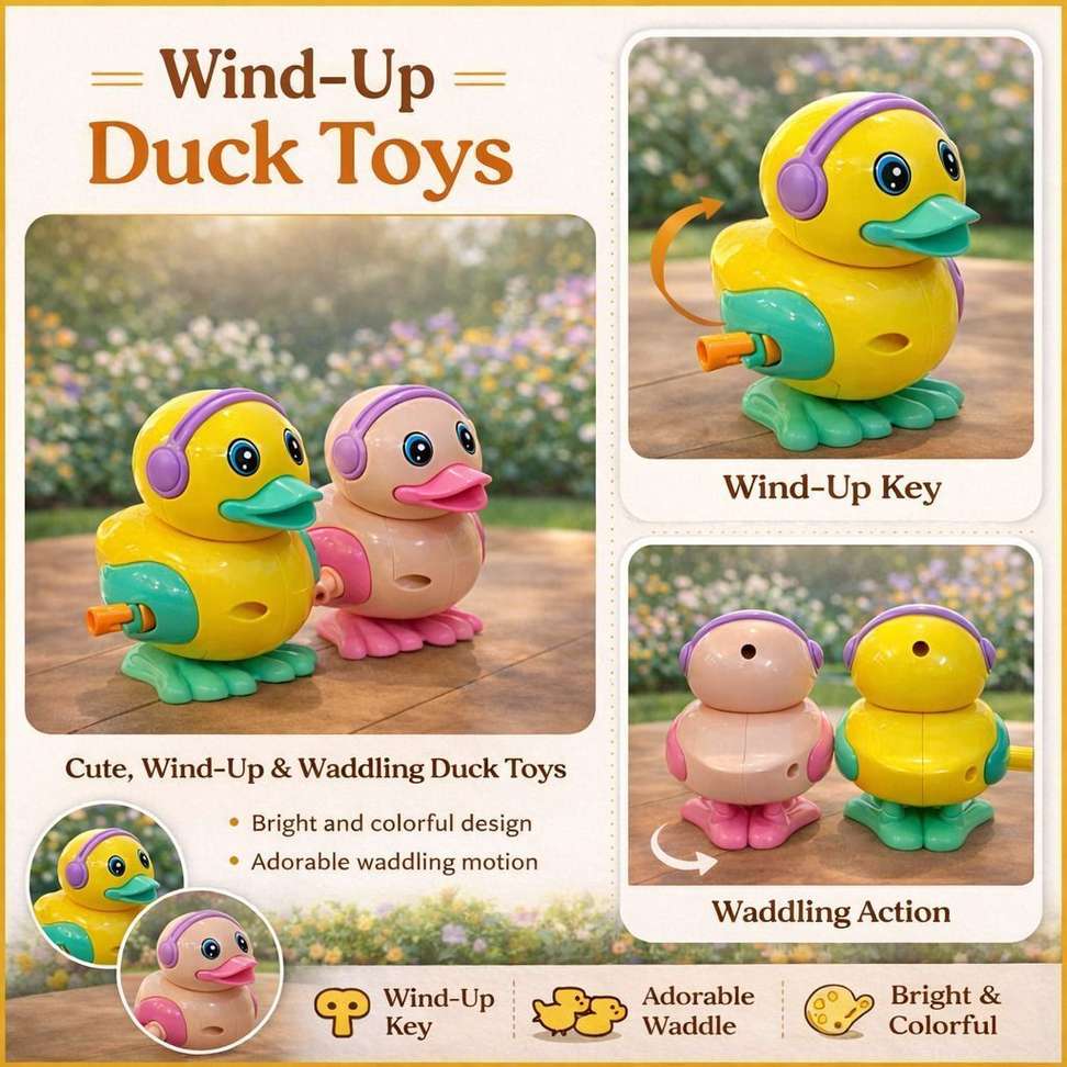 AADVIK SINGH GLOBAL Cute Wind-Up Duck Toy Set for Kids | Musical ...