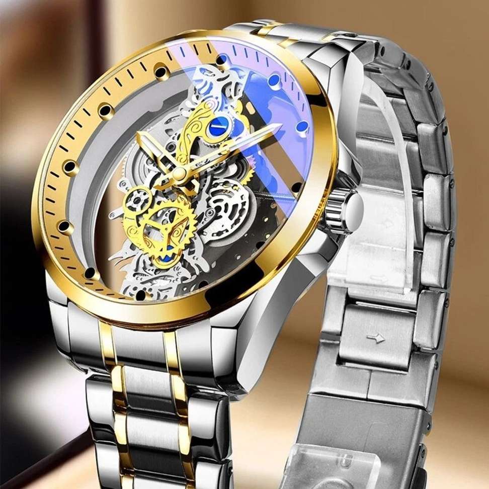 Shopsy Skeleton Dial Watch Silver - Image 3