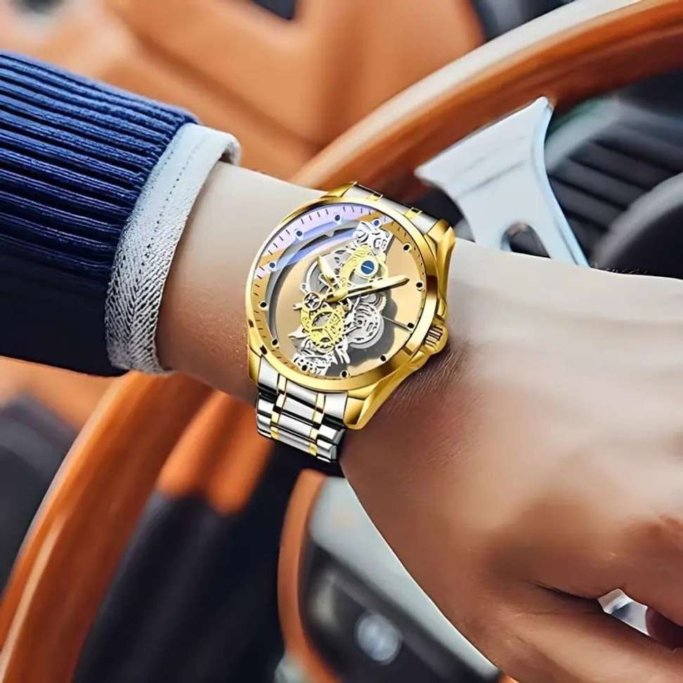 Shopsy Skeleton Dial Watch Silver - Image 5