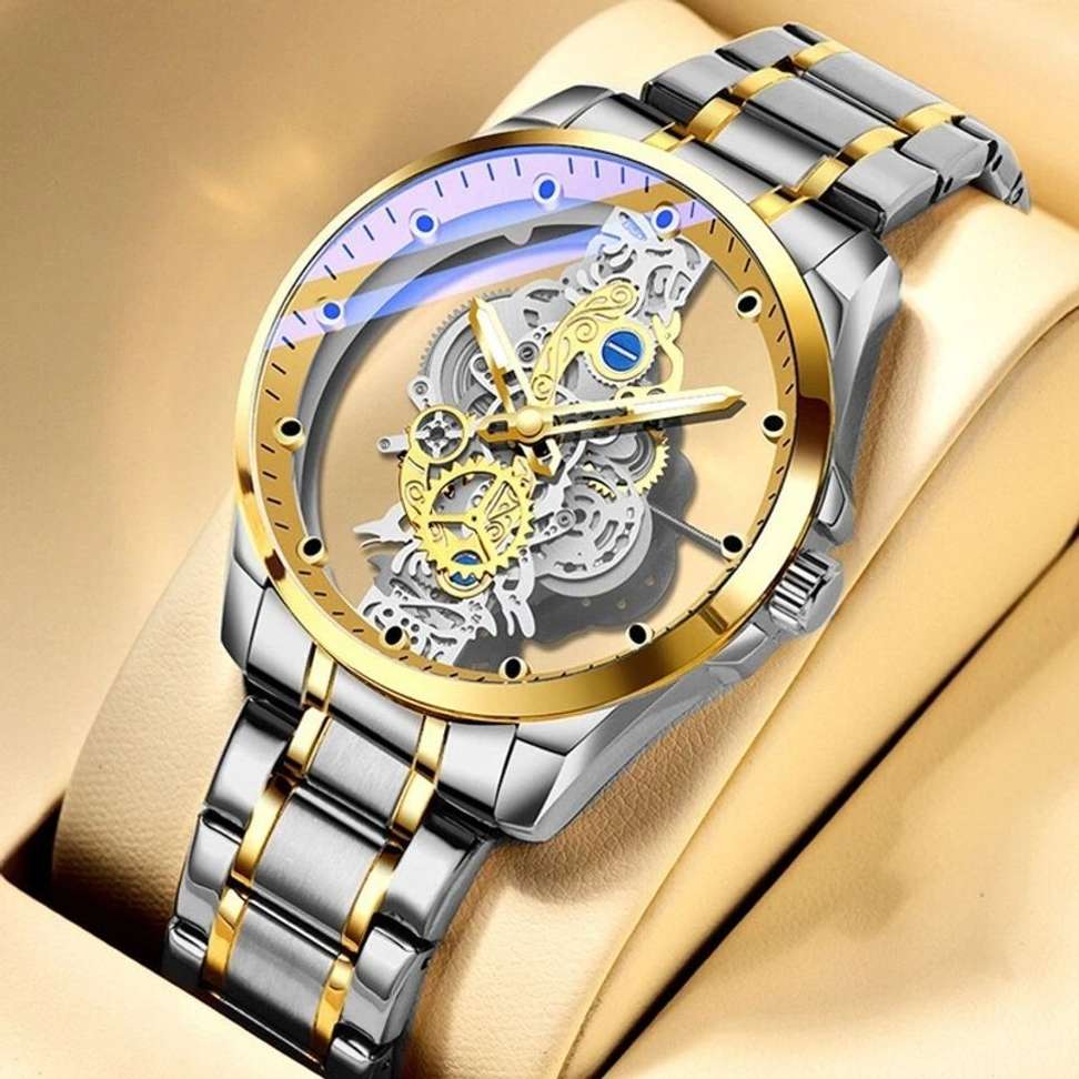 Shopsy Skeleton Dial Watch Silver - Image 2