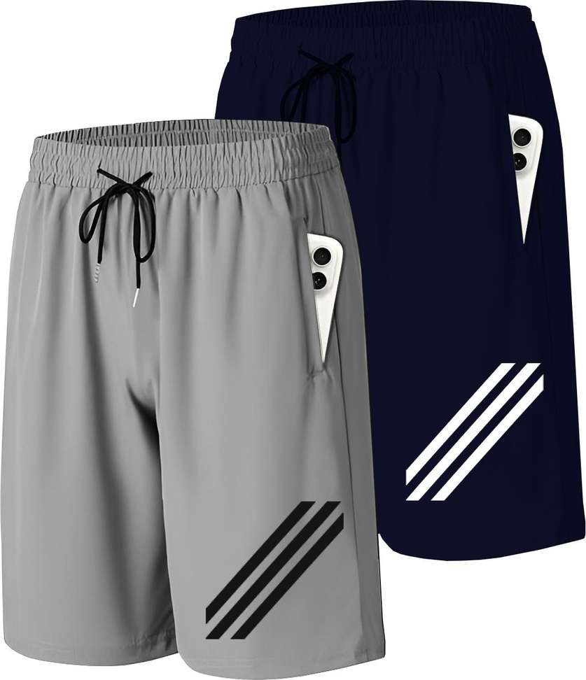 Avolt Solid Men Black Grey Sports Shorts