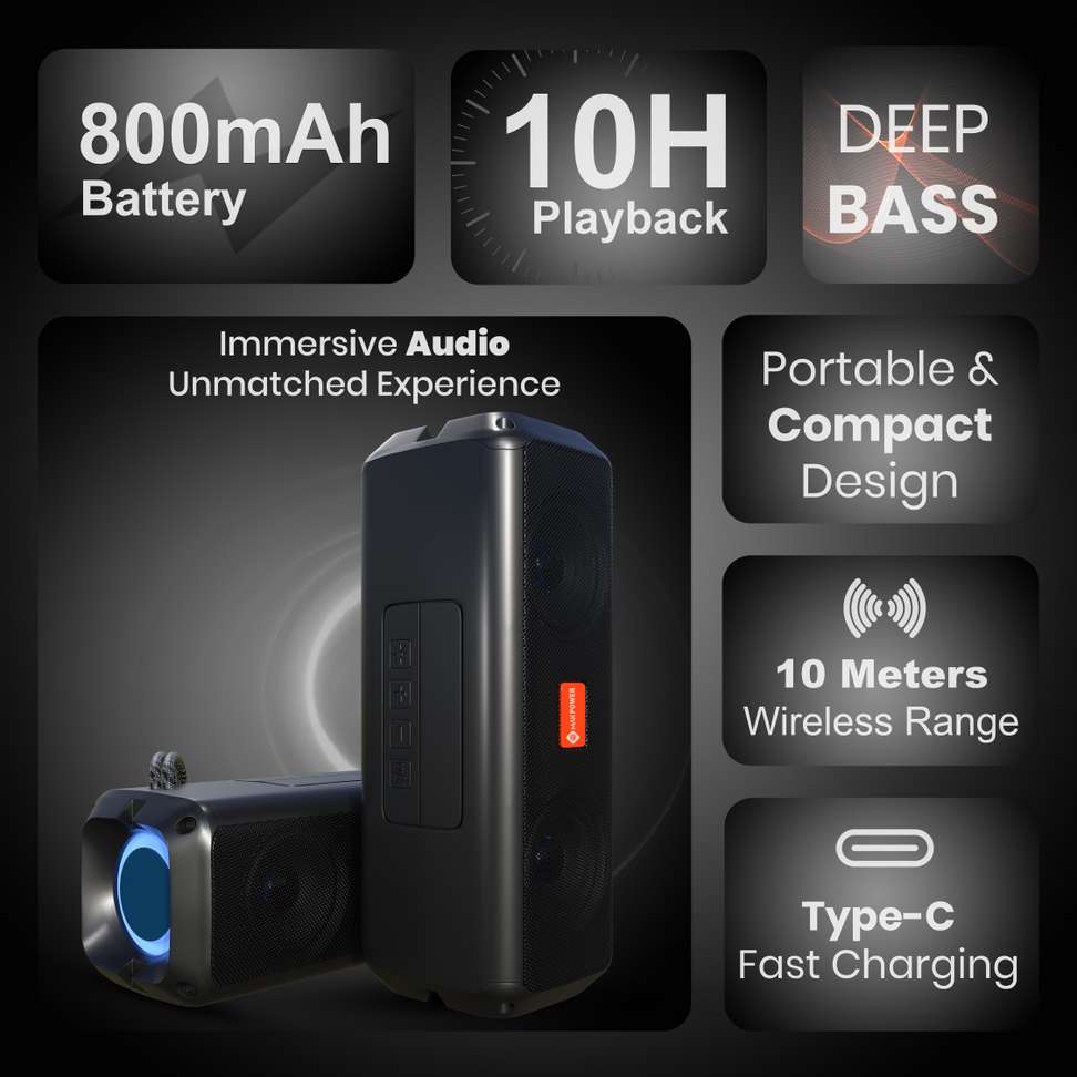 Shopsy MAK POWER Deep Bass Sound RGB Lights 25W Bluetooth Speaker - Image 4