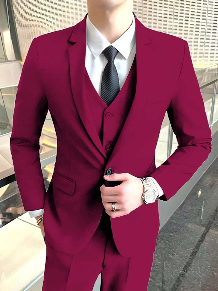 Plus91 3 Piece Suit Solid Men
