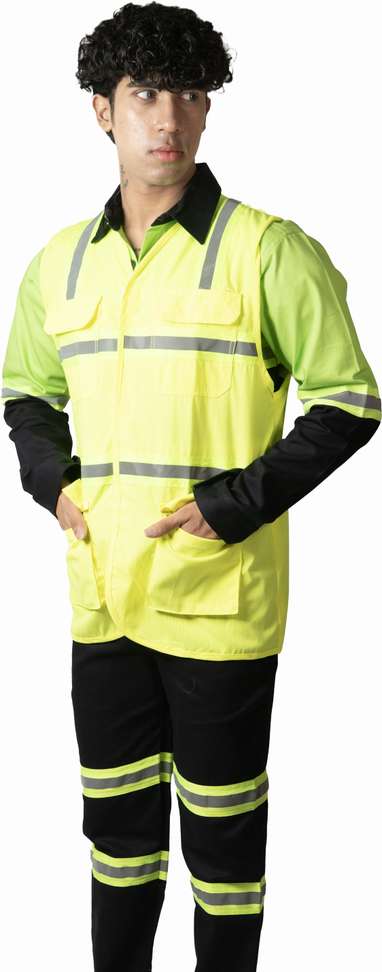 Saashagarments Lime Green High‑Visibility Industrial Safety Jacket – 75% Off Deal