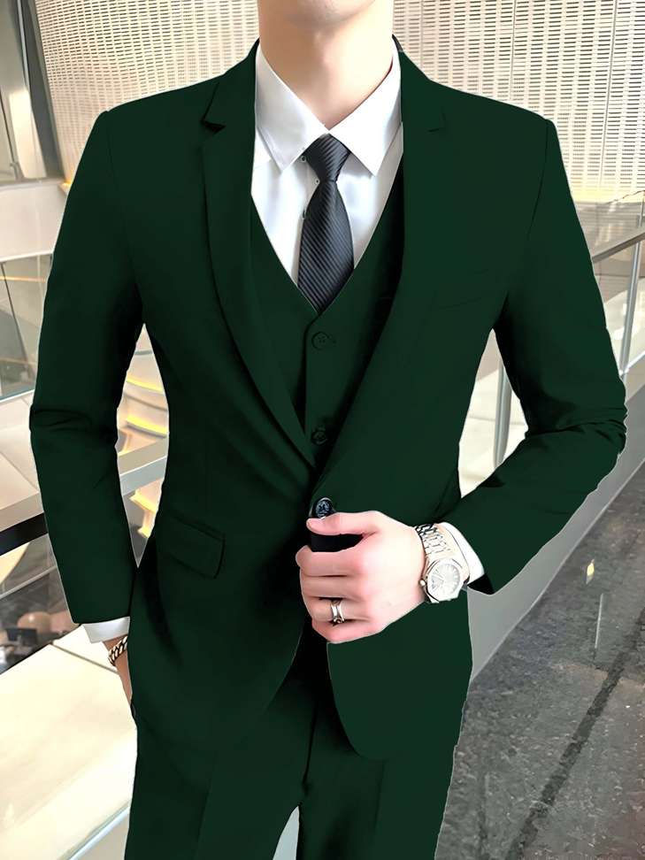 Plus91 3 Piece Suit Solid Men