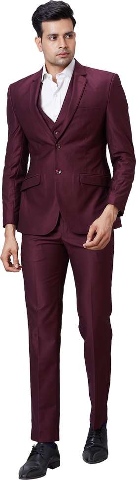 Park Avenue 2Sb 3 Pc Notch Piping W C S Slim Self Design Men Suit