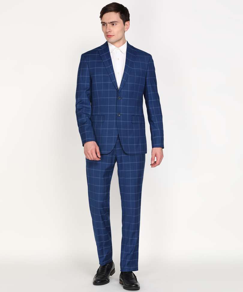 Peter England 2 Pc Suit Checkered Men