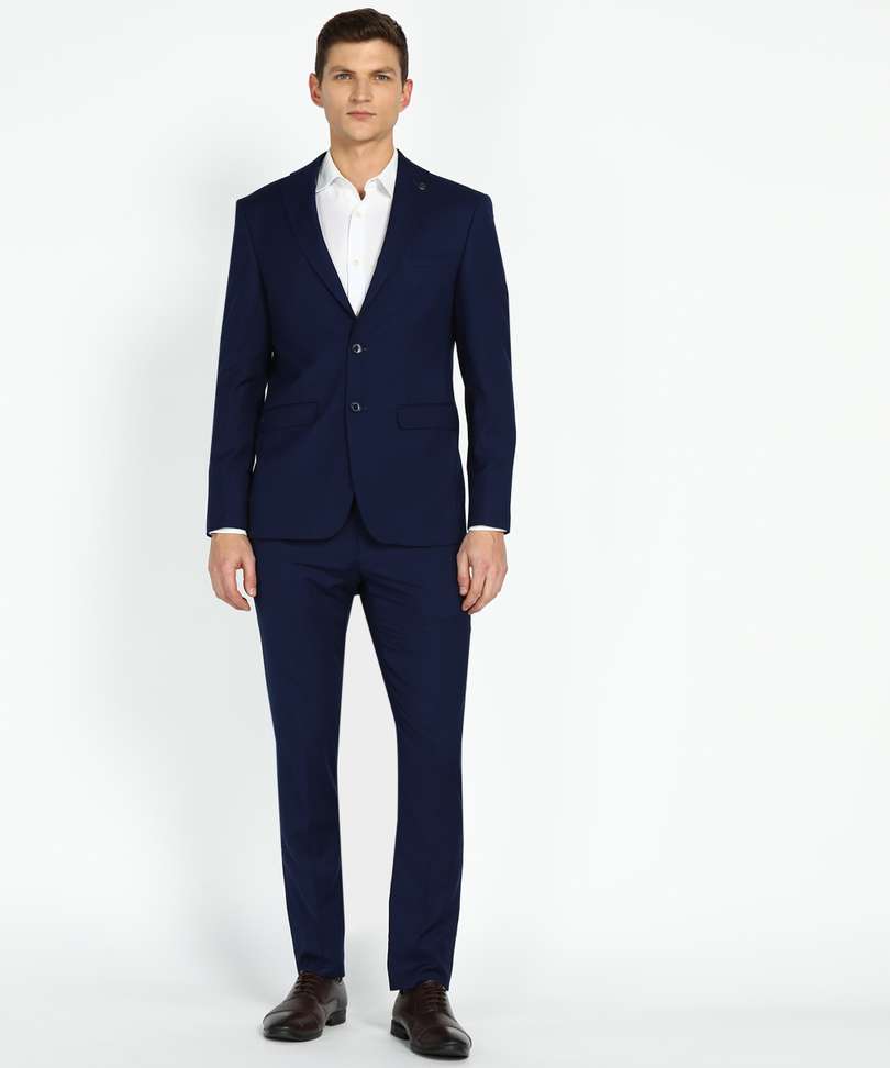 Peter England Single Breasted Solid Men Suit