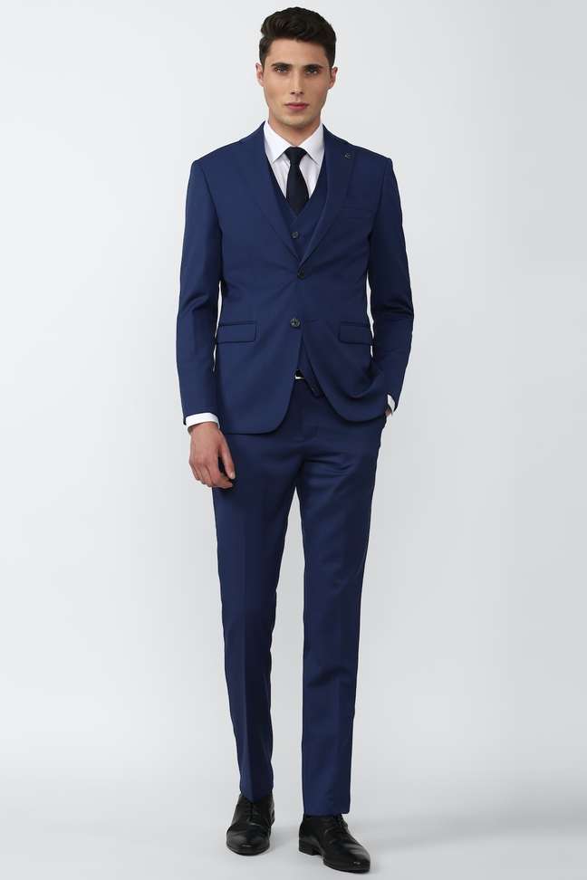 Peter England Single Breasted 2 Button Solid Men Suit