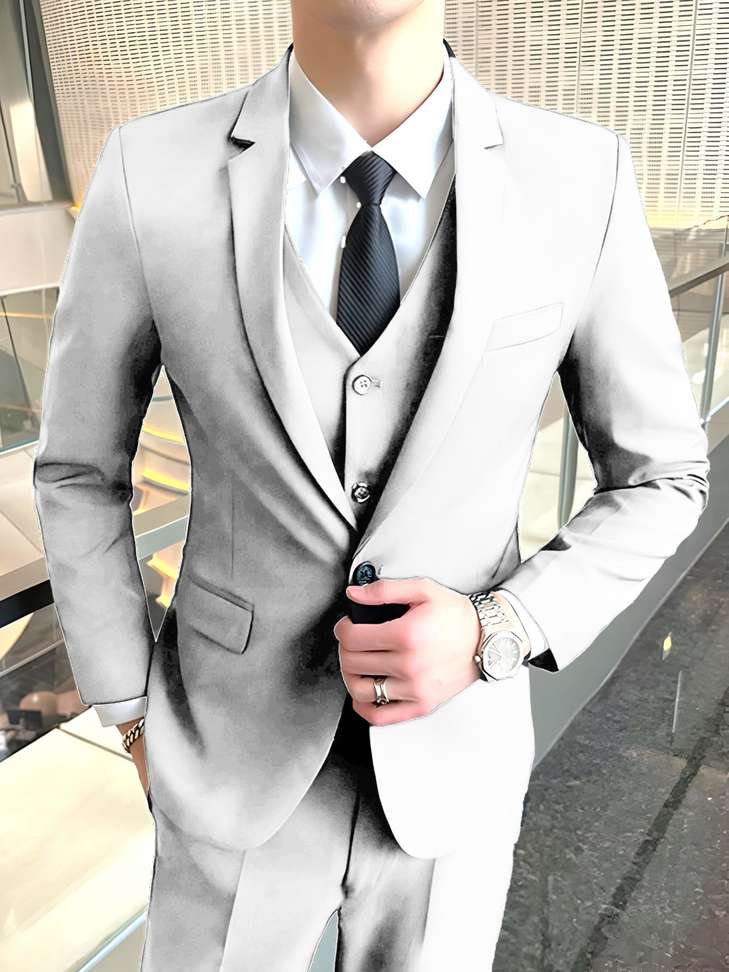Plus91 3 Piece Suit Solid Men