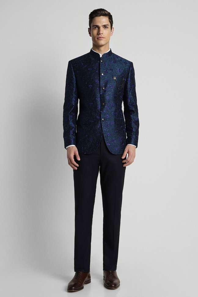 Peter England Navy Embroidered Slim Fit Formal Two‑Piece Suit – 50 % OFF, Best Price