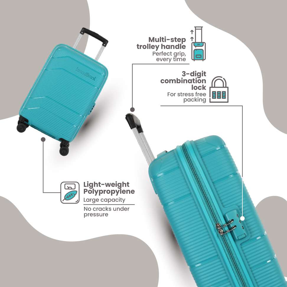 Shopsy KAMILIANT ARMOR 21 inch 8 Wheel Cabin Suitcase - Aqua - Image 5