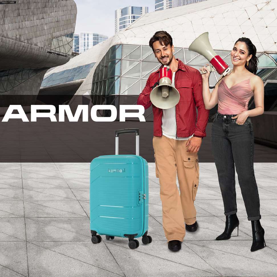 Shopsy KAMILIANT ARMOR 21 inch 8 Wheel Cabin Suitcase - Aqua - Image 3