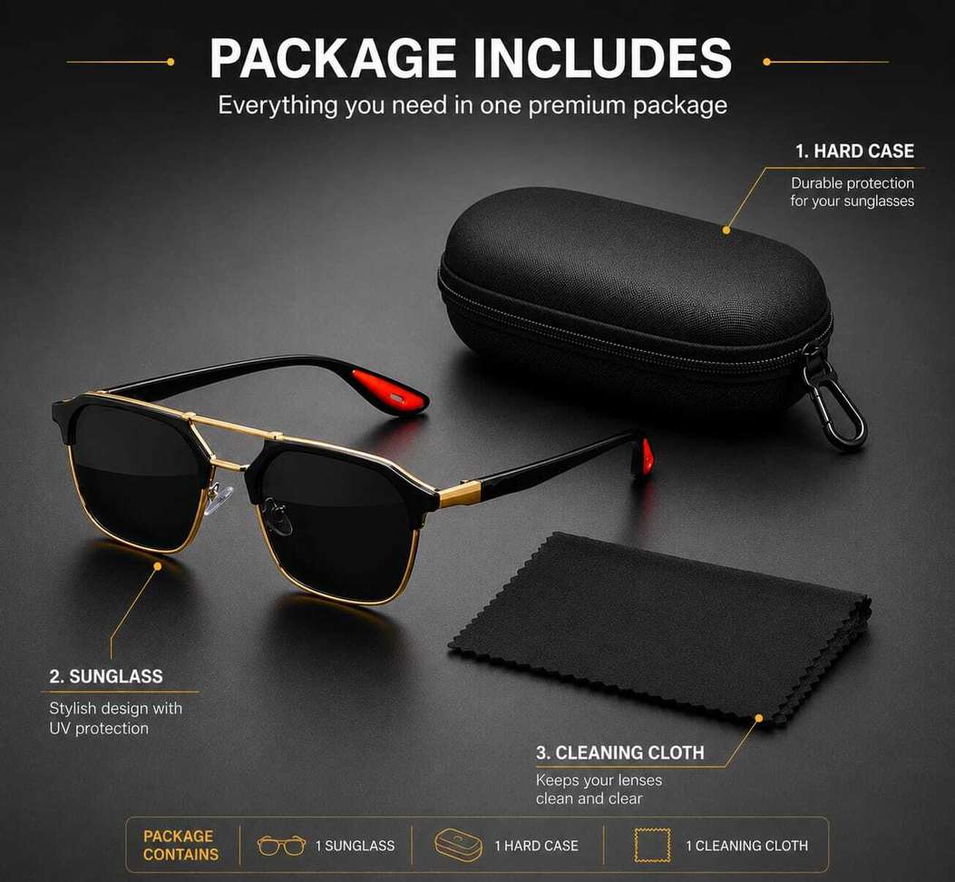 Shopsy Vizor Rectangular Black Sunglasses For Men - Image 4