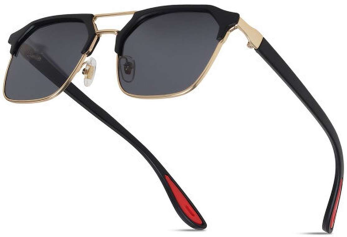 Shopsy Vizor Rectangular Black Sunglasses For Men - Image 5