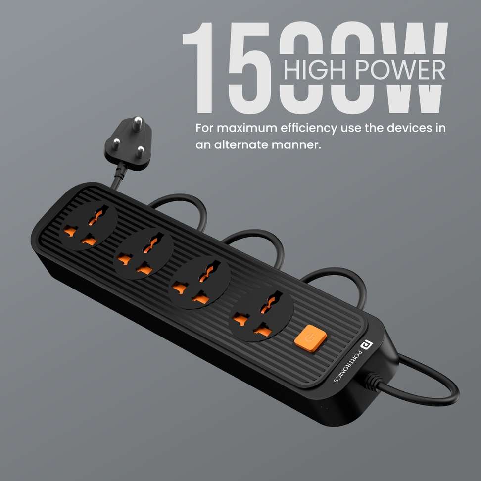 Portronics Power Plate 12 Multi Plug 1500W 4 Socket Extension Boards ...