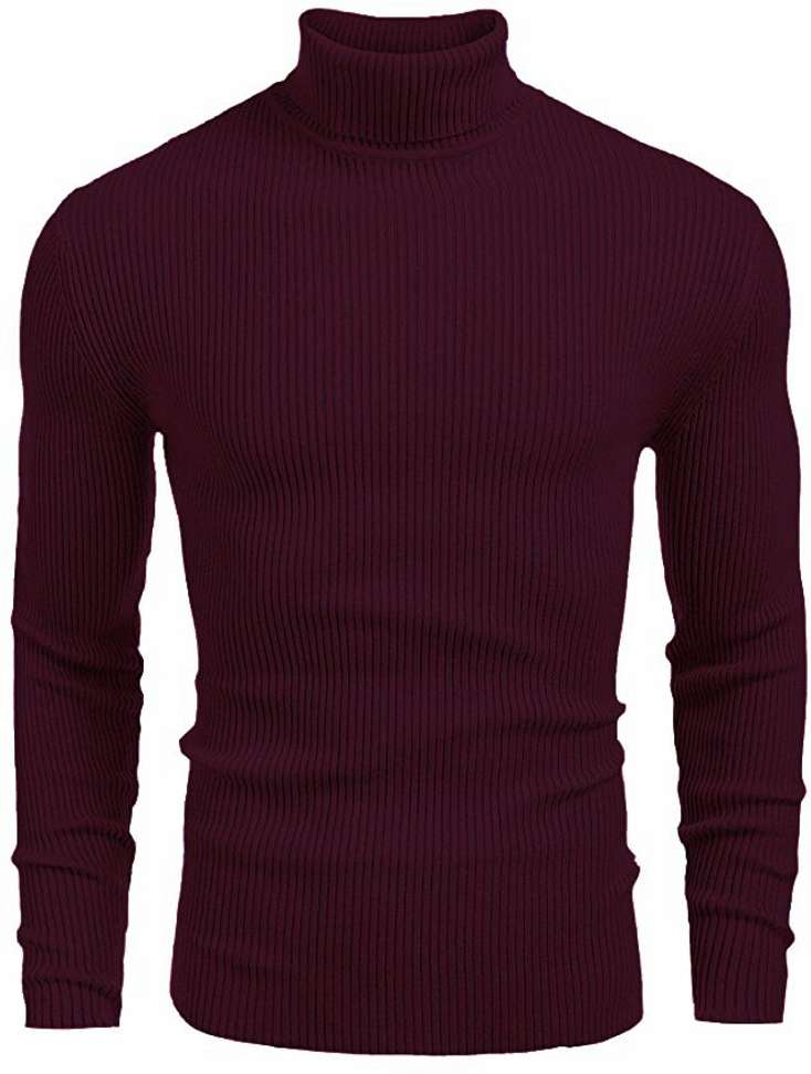 Freaks Self Design High Neck Casual Men Wool Blend Maroon Sweater