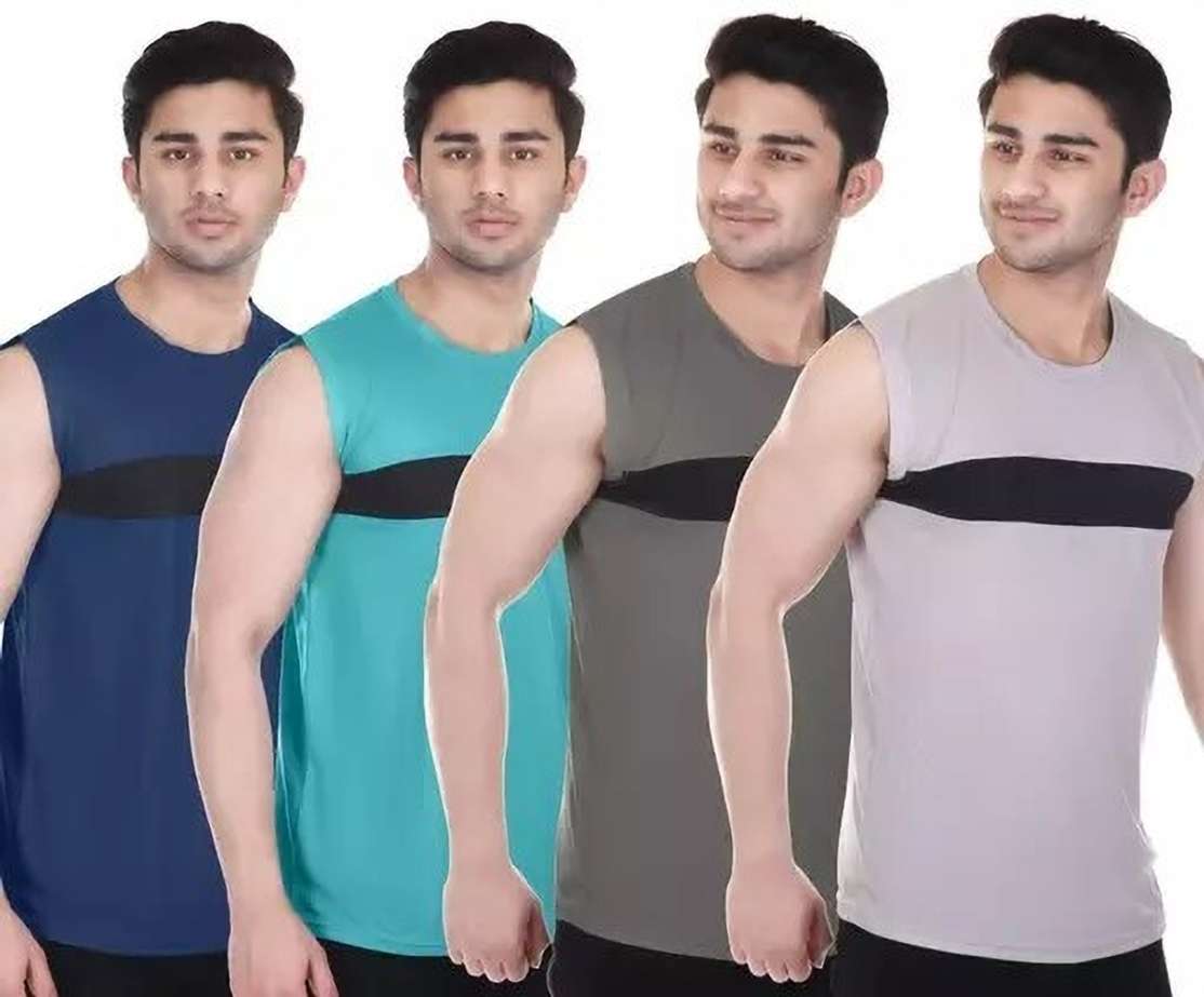 C P Fashion Solid Self Design Colorblock Men Round Neck Reversible Multicolor T Shirt