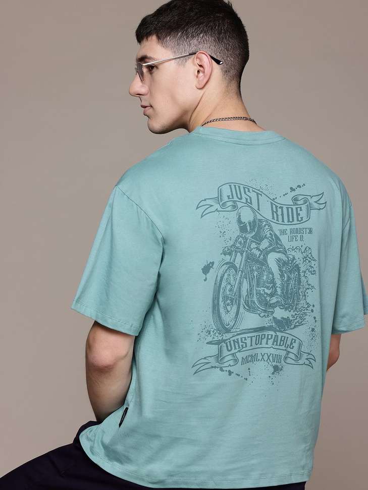 Roadster Printed Men Round Neck Green T‑Shirt – 81% OFF, Only ₹151
