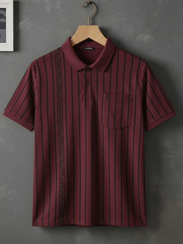 Oakwyn Striped Men Maroon T‑Shirt – 75% OFF Flash Sale, Lowest Price ₹361